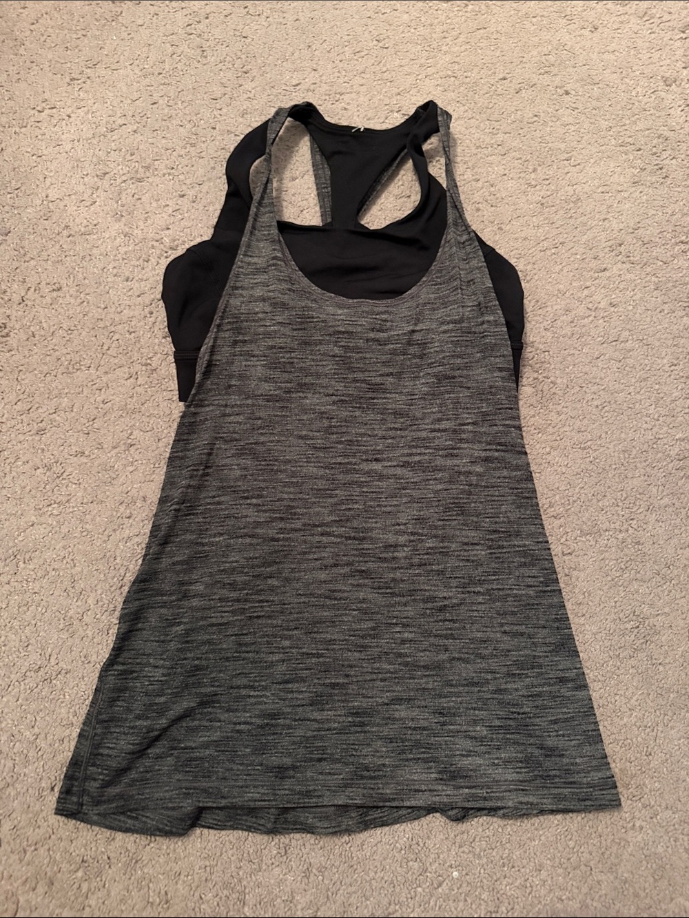 Women’s Lululemon Racerback Layered Tank Top - Black/Charcoal